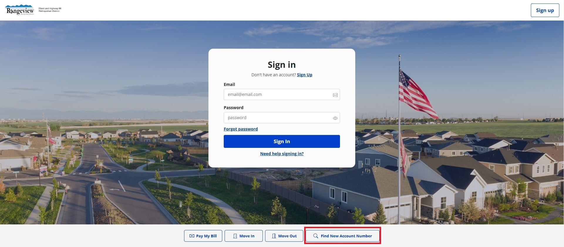 Find My Account Number on Customer Account Portal homescreen