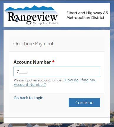 Account Number entry on One Time Payment screen 